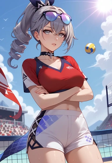 star rail,silver wolf,volleyball uniform  - AI generated anime art